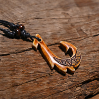 Collier pendentif hameçon de pêche Maori de Nouvelle-Zélande FX033, rétro, imitation polynésienne, amulette Maui, collier pour homme avec chaîne en corde, cadeau