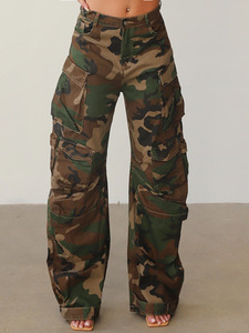 High Quality No <strong>Stretch</strong> Patchwork Camouflage <strong>Jeans</strong> <strong>With</strong> Pocket Patchwork Cargo <strong>Jeans</strong> <strong>Women</strong> - Product Image 2