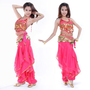 Bestdance <strong>Belly</strong> <strong>Dance</strong> Three-Piece Set Pepper Top <strong>Dance</strong> Spinner Pants Gold Coin <strong>Waist</strong> <strong>Chain</strong> Handmade <strong>Belly</strong> <strong>Dance</strong> Show Set - Product Image 3