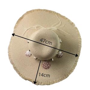 Chapeau de paille <span class=keywords><strong>d</strong></span>'<span class=keywords><strong>été</strong></span> pour <span class=keywords><strong>femme</strong></span> à large bord, accessoires de coquillage, résistant aux UV, chapeau de soleil de plage - Product Image 6