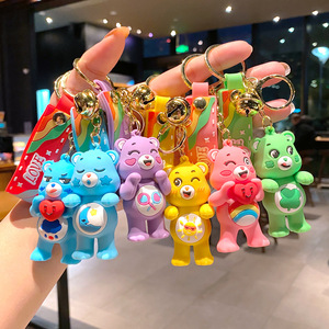 Rainbow Creative Bear Silicone Bottle Opener Keychain Pendant Eco-Friendly for Car School Bag Small Elegant Design for Gift