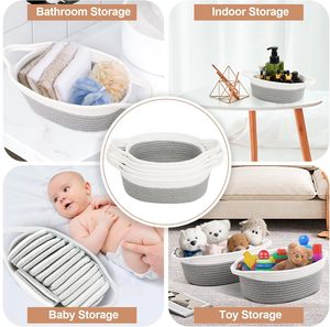 <span class=keywords><strong>Panier</strong></span> de rangement en corde de coton lot de 5 paniers tissés pour organiser avec poignées <span class=keywords><strong>panier</strong></span> décoratif pour bébé pépinière <span class=keywords><strong>chien</strong></span> chat jouet - Product Image 3