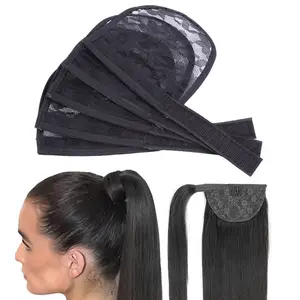 用于制作马尾假发帽的发网黑色棕色米色发网，带可调节的皮带编织马尾假发网