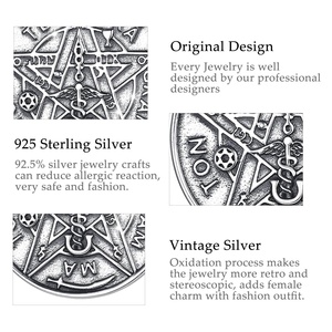 Collier pendentif étoile tétragramme pentagramme en argent sterling 925 tendance vintage pour homme, fiançailles, mariage - Product Image 4