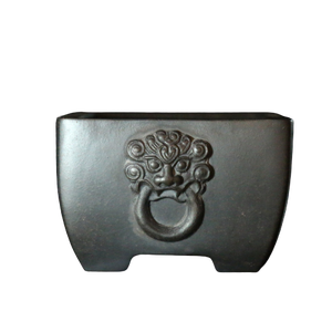 Zisha Bonsai <b>Pot</b> Rectangular Miniature Lion <b>Face</b> Desktop Planter - Product Image 5