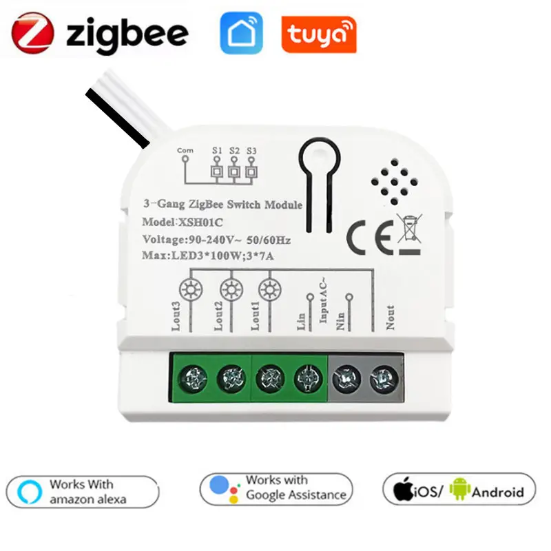 1/2/3/4 Gang 10A 16A DIY Tuya Wifi Zigbee Smart Wall Light Remote Control Switch Module Relay Home Automotion Google Alexa Voice