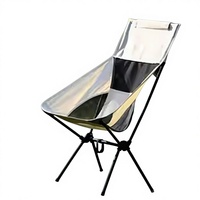 Chaise de camping portable d'extérieur en acier inoxydable, chaise lune pliable pour la plage, le jardin, la pêche et la randonnée