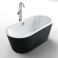 Baignoires modernes populaires en acrylique, baignoire ovale autoportante, surface solide, baignoires autonomes, hôtel, appartement, salle de bain