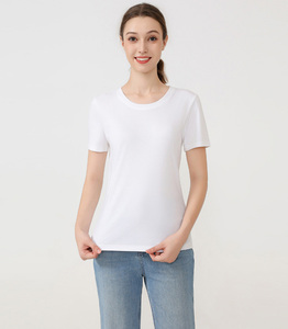 T-shirts basiques personnalisés pour femmes, impression DTG, sérigraphie, t-shirt vierge, brodé, coton uni, col rond, 180 GSM - Product Image 2