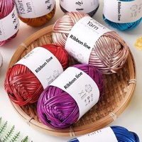 Laser Metallic Style Dyed Fabric Strip Acrylic Blended Yarn Handmade DIY Weaving Crochet Bag Slippers Non-Pilling
