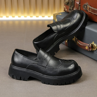Mocassins de mode pour hommes et adolescents, à semelles épaisses, en PU, antidérapants, respirants, toutes saisons, à coupe basse, pour l'extérieur, style Bullock à bout large, Nouveauté CC