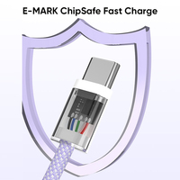 Câble de données tressé en nylon Miccell 240W 3A à charge rapide Type-C vers Type-C pour MacBook Pro, ordinateur portable et imprimante