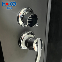 HOKO Cabine de douche coulissante moderne en acrylique gris avec cadre en aluminium noir mat Design Salle de douche à vapeur