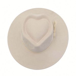Sombrero Fedora de Ala Ancha con Borlas y Decoración de Corazón en Forma de Corona, de Ante Vegano con Estampado Láser Quemado, Novedad 2026 para Mujer - Product Image 6
