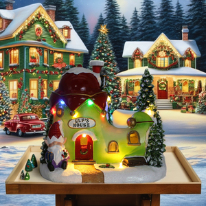 Adorno de resina de Casa de elfo LED de color personalizable, decoración de mesa hecha a mano para vacaciones de Navidad, suministro de <span class=keywords><strong>regalo</strong></span> de calidad - Product Image 3