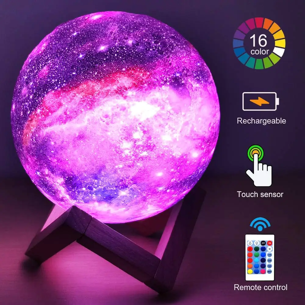 Dropshipping Galaxy Moon Lamp Color Change Remote control 3D Printing LED Night Light Planet lamp