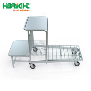 Multifunctional Supermarket Stock Picking <b>Trolley</b> Mobile Merchandising Cart with Writing Table and Step Ladder for Retail Invent - Product Image 6