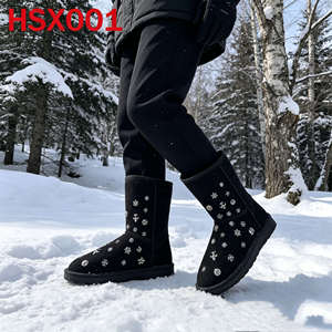 Botas de Nieve para Mujer HY, Diseño con Adornos de Diamantes, Cuero de Gamuza de Calidad, Anti-frío, Hua Singh, 8 Pulgadas, Botas de Invierno para Países Nórdicos HSX001 - Product Image 2