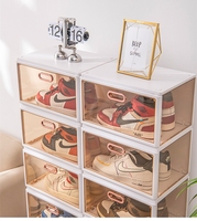 Armoire à chaussures pliable à ouverture magnétique anti-poussière Installation pliante gratuite Boîte à chaussures transparente