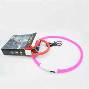 Collar de perro LED luminoso Rosa naranja claro gran fabricante personalizado collar inteligente para mascotas silicona reflectante impermeable patrón sólido - Product Image 5