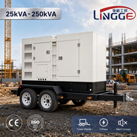 Groupe électrogène diesel silencieux mobile sur remorque 25kVA 30kVA 50kVA 100kVA 150kVA 200kVA 250kVA triphasé pour la construction