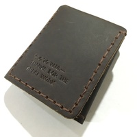 Dompet Pendek Lipat Tiga Kulit Asli Crazy Horse Buatan Tangan Tanpa Merek dari Pabrik Dompet Guangzhou untuk Pria