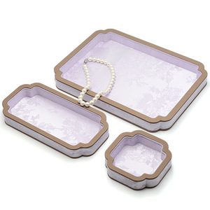 Plateau à bijoux en soie florale vintage chinois - Plateaux décoratifs à bord festonné pour colliers et bracelets - Product Image 4