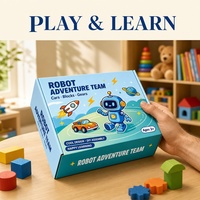 Boîte cadeau Robot Adventure Team, boîte d'expédition en carton bleu personnalisée pour enfants, blocs et engrenages, vente en gros