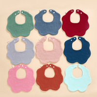 Bavoir bébé en coton pur, style nordique, couleur unie, motif pétale, imperméable et résistant aux taches, pour nouveau-né, collection automne 2025, neutre