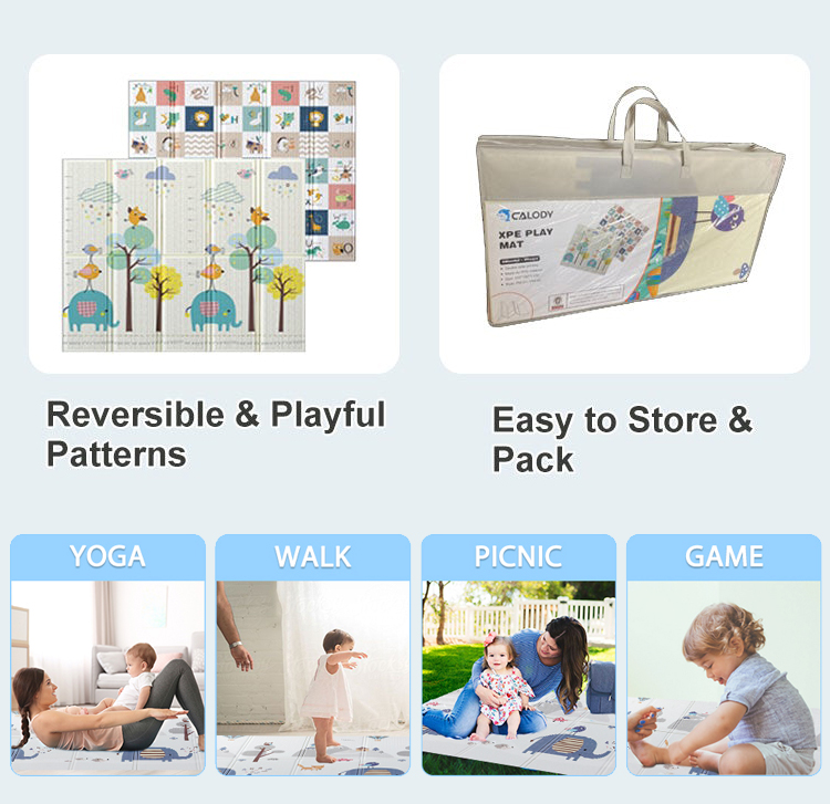 Baby Play Mat Foldable XPE Baby Carpet Children Crawling Mat Large Size Foam Non-toxic Non-slip Cartoon Playmat No MOQ Limit