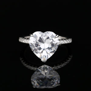 12*12mm luxe en argent sterling 7.5 carat propre coeur rose diamant bagues femmes fiançailles - Product Image 2