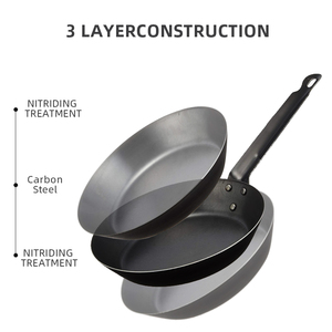 Sartén Profesional de Acero al Carbono Negro sin Recubrimiento, Wok para Restaurante, Cocina de Gas e Inducción - Product Image 4