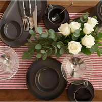 Chemin de table rétro à rayures, lavable, personnalisable en taille et en couleur, pour fête, restaurant, mariage, décoration de bureau