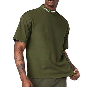 Camiseta Lisa de Alta Calidad, Personalizable con Logotipo, Cuello Alto Extra Grande, Camiseta de Hombre de Tela Gruesa - Product Image 4