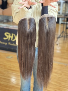 ท็อปเปอร์วิกผมขนาดเล็ก SHY แบบสั่งทำได้ ความยาวตามต้องการ ทำจากผมแท้บริสุทธิ์  ฐานลูกไม้ด้านหน้า ประดับด้วยผ้าลายเพชร  ดูเป็นธรรมชาติ  รับผลิตแบรนด์ส่วนตัว - Product Image 6