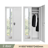 Armoire en acier moderne à 2 portes avec miroir et tringle de suspension, idéale pour chambre à coucher, rangement de vêtements