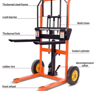 Carretilla elevadora 200KG Capacidad Apilador de ruedas grandes Uso en almacén Carretilla elevadora manual Precio más barato de fábrica - Product Image 2