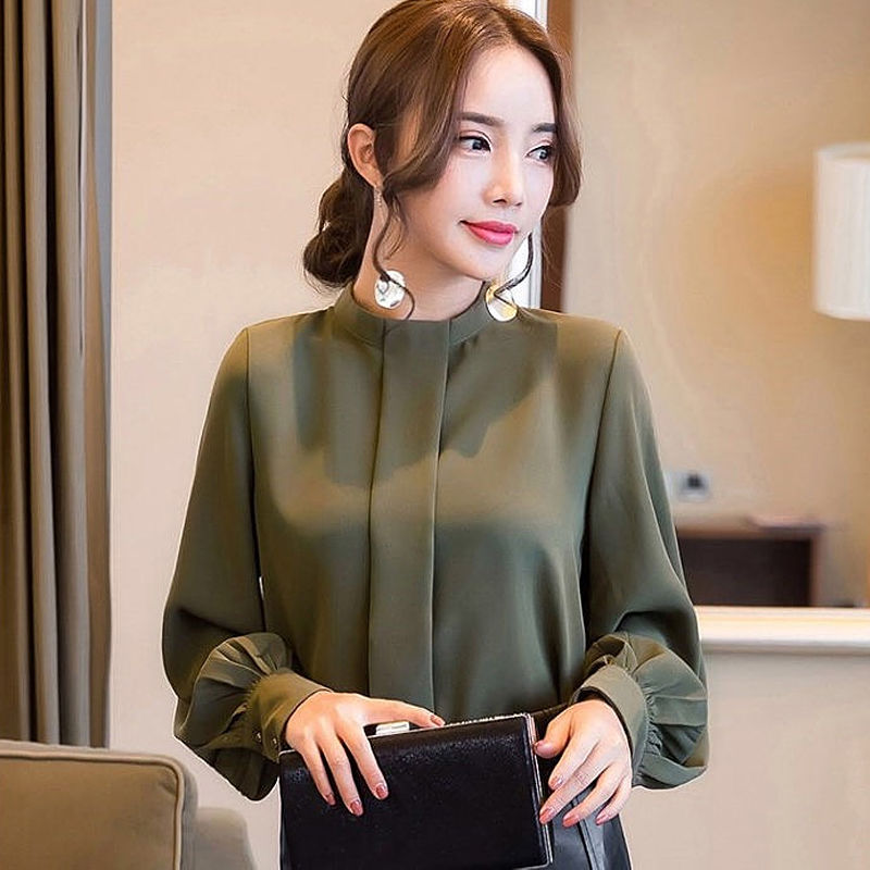 Large plus Size Chiffon woman clothing Blouses Long Sleeve office clothing Formal Loose Blouse tops For Women chemise femme