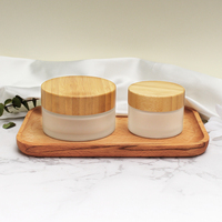 Frascos y Botellas de Vidrio con Tapa de Bambú para Gotero y Pulverizador, Envases de Madera Esmerilados para Cosméticos, 20ml 30ml 50ml, Redondos, con Código QR