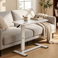 Mesa de Noche Metálica Móvil Ajustable, Escritorio Plegable para Portátil, Mesa de Estudio, Mesa de Sofá, Mesa de Comedor Hidráulica