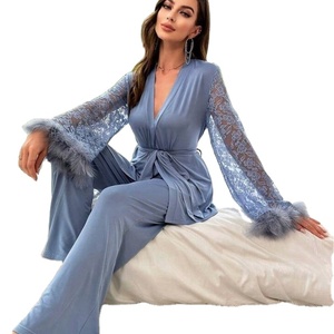 Conjunto de Pijama y Camisón con Cuello en V y Encaje, Estilo Europeo Americano 2026 - Product Image 2