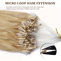 Extensions capillaires humaines russes personnalisées de haute qualité, double trame, alignées sur les cuticules, Remy vierges, brutes, tissées à la machine, micro-anneaux