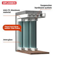 Pintu Geser Patio Kaca Tempered Berlapis Aluminium Putih Rangka Tipis Modern NFRC, Tahan Badai