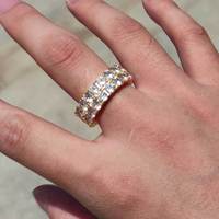 American HIP HOP Jewelry Double-Row Lab Grown Diamond Ring Trendy Brand Fashion Full Diamond 18K Gold Men Ring Wholesale