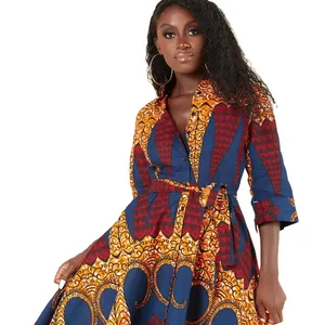 YS902 camicia stampata a maniche lunghe da donna di moda africana abito da mamma allentato con camicia autunnale piccola