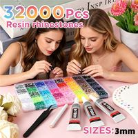 Kit de strass à dos plat AB personnalisable pour DIY, 60 couleurs, avec outils applicateurs de colle pour gobelets, artisanat et vêtements