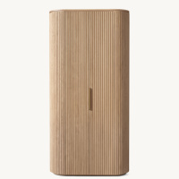 Armoire Premium en Chêne Foncé Cannelé, Style Américain Vintage, Profil Courbé, Double Porte, Meuble de Rangement Artisanal pour Chambre Principale de Villa