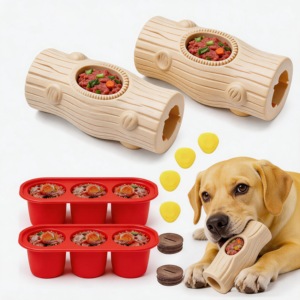 Juguetes interactivos personalizados para perros, con forma de tronco, comedero de plástico con bandeja para comida, para uso en interiores, estilo novedoso, tamaño mediano. - Product Image 1