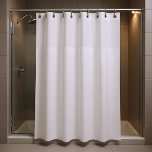 Rideau de Douche Moderne Blanc en Tissu Gaufré Imperméable 74x71 en Polyester, Doublure de Salle de Bain Minimaliste avec Aimants à Encliquetage pour Fenêtre - Product Image 2