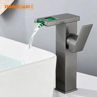 Robinet de salle de bain contemporain, mitigeur de lavabo monotrou en céramique et acier inoxydable, cascade, à poser sur le comptoir